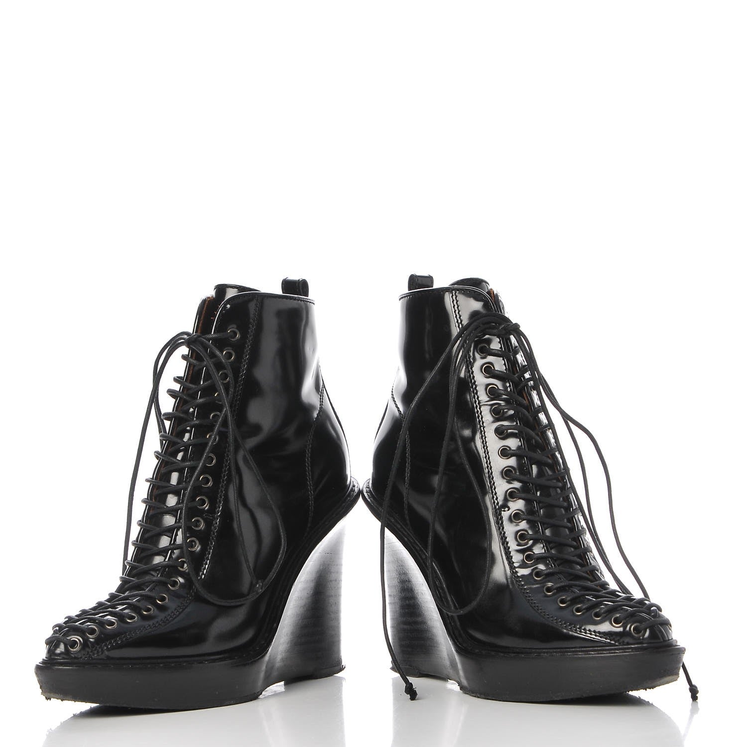 Givenchy Patent Corset Wedge Boots 38 Black 5 of 12