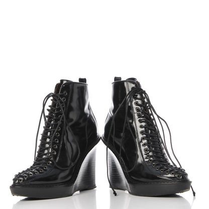 Givenchy Patent Corset Wedge Boots 38 Black 5 of 12