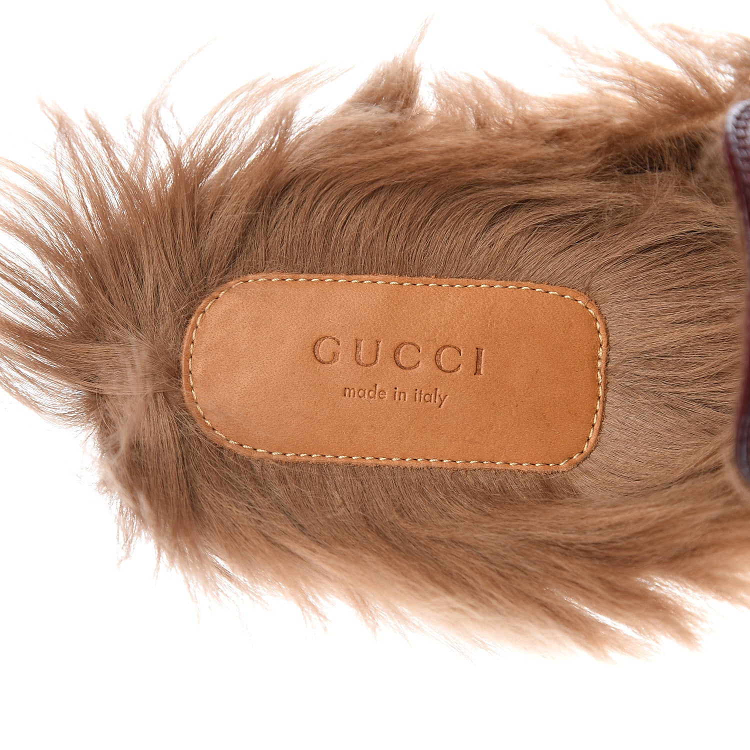 Gucci Malaga Kid Fur Womens Princetown Slippers 39.5 Vintage Bordeaux 6 of 9