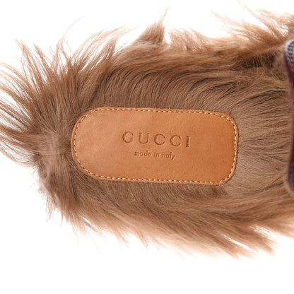 Gucci Malaga Kid Fur Womens Princetown Slippers 39.5 Vintage Bordeaux 6 of 9