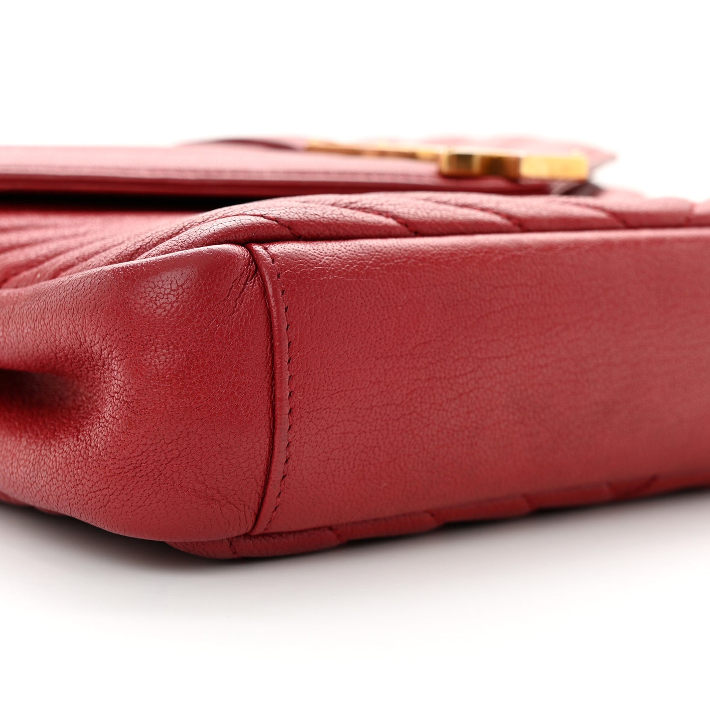 Sheepskin Matelasse Chevron Monogram Medium College Bag Rouge