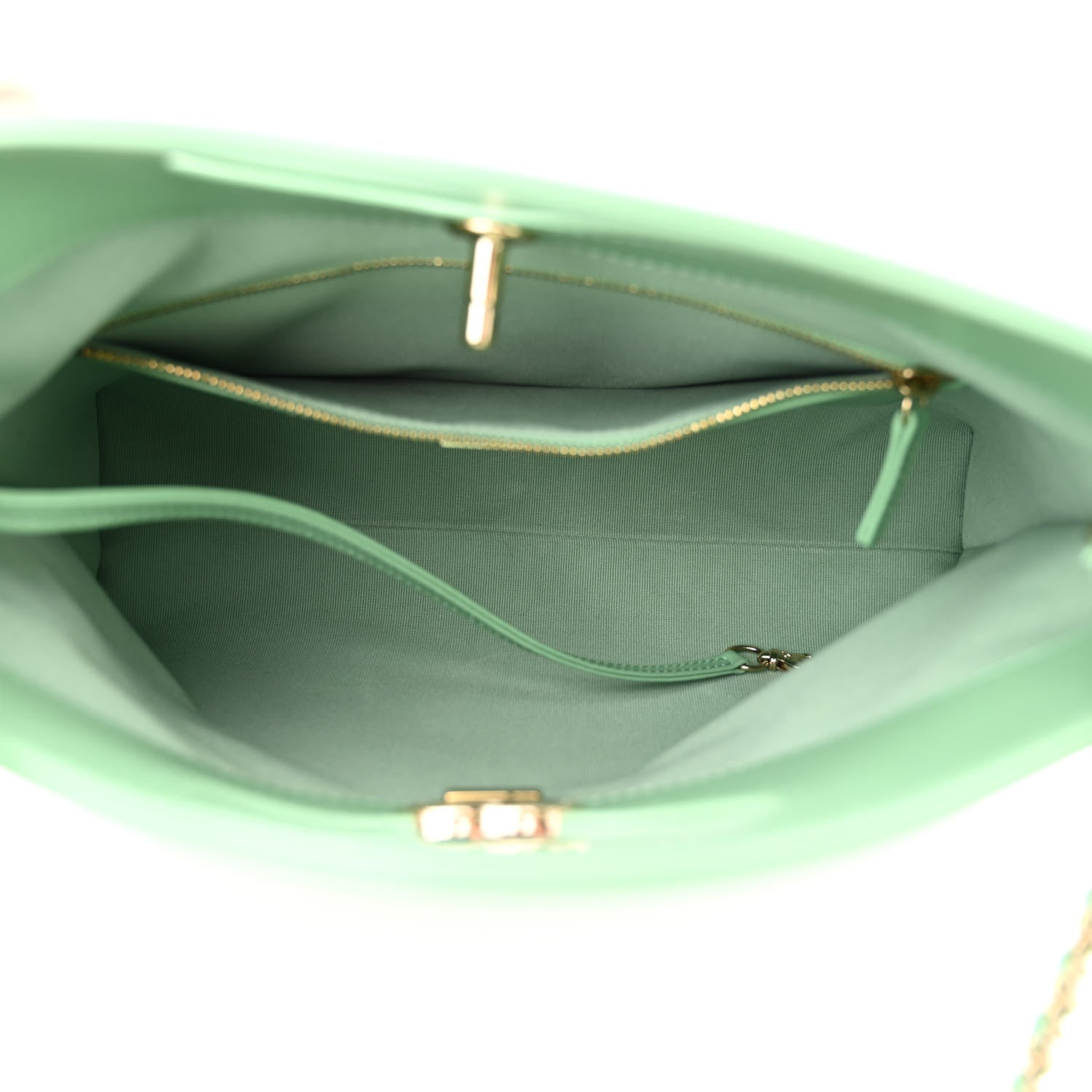 Chanel Shiny Lambskin Quilted Small 31 Shopping Bag Light Green 5 of 10