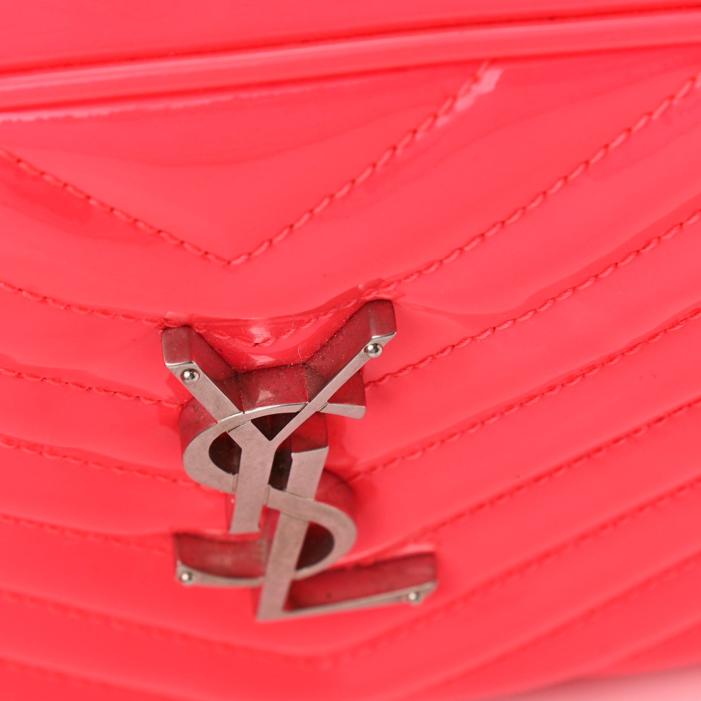 Patent Calfskin Matelasse Monogram Lou Camera Bag Neon Pink