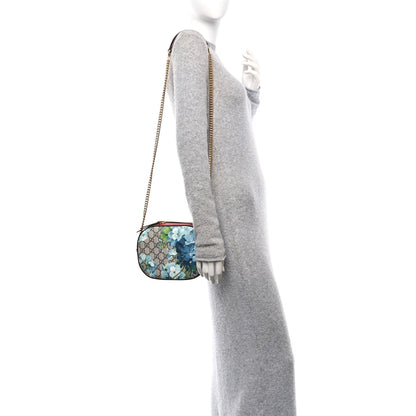 Gucci GG Supreme Monogram Blooms Mini Chain Shoulder Bag Beige Blue Navy Hibiscus Red 2 of 11
