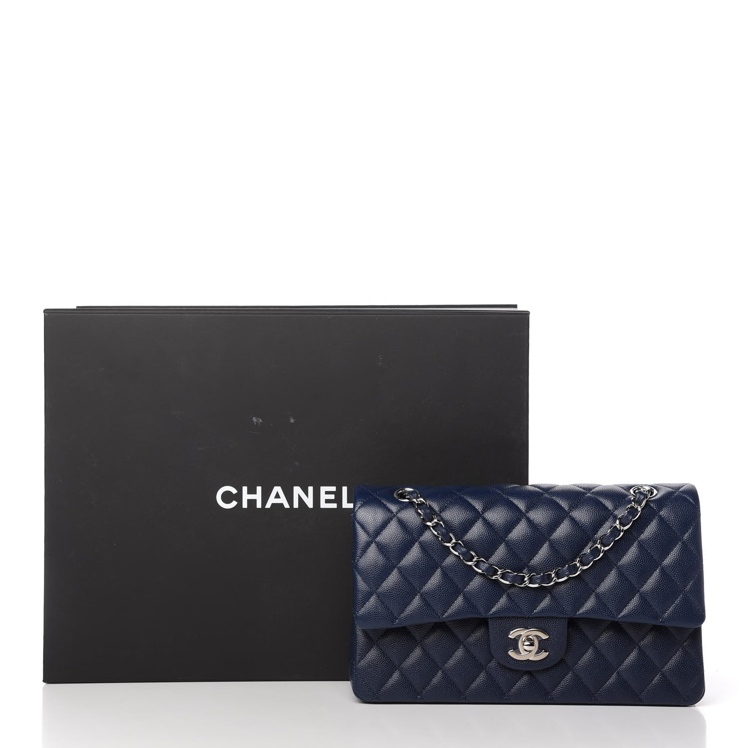 Chanel Caviar Quilted Medium Double Flap Navy 11 of 11