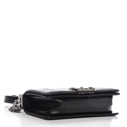 Chanel Calfskin Crystal Studded Small Studded Boy Flap Black 4 of 12