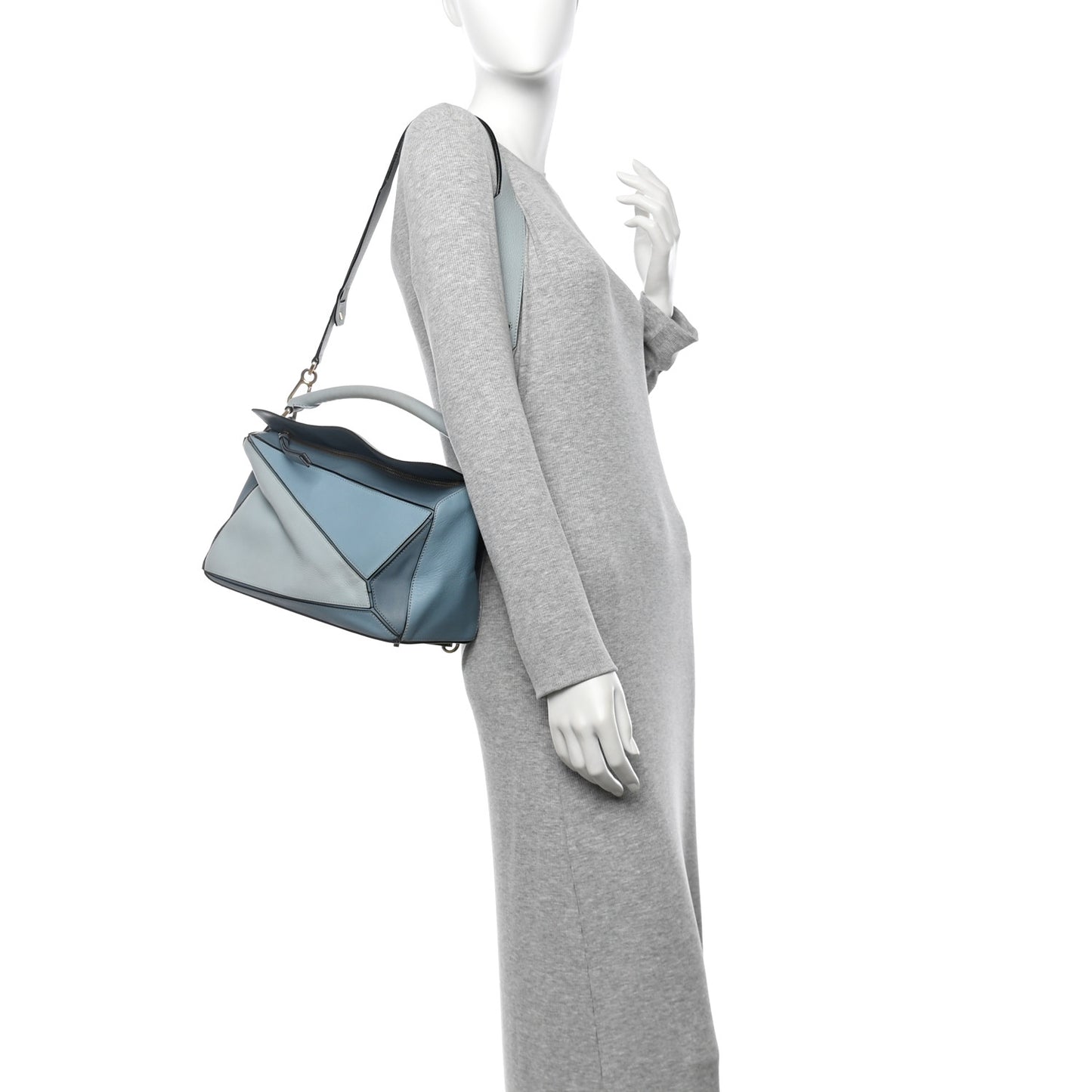 Calfskin Medium Puzzle Bag Aqua Light Blue Stone Blue