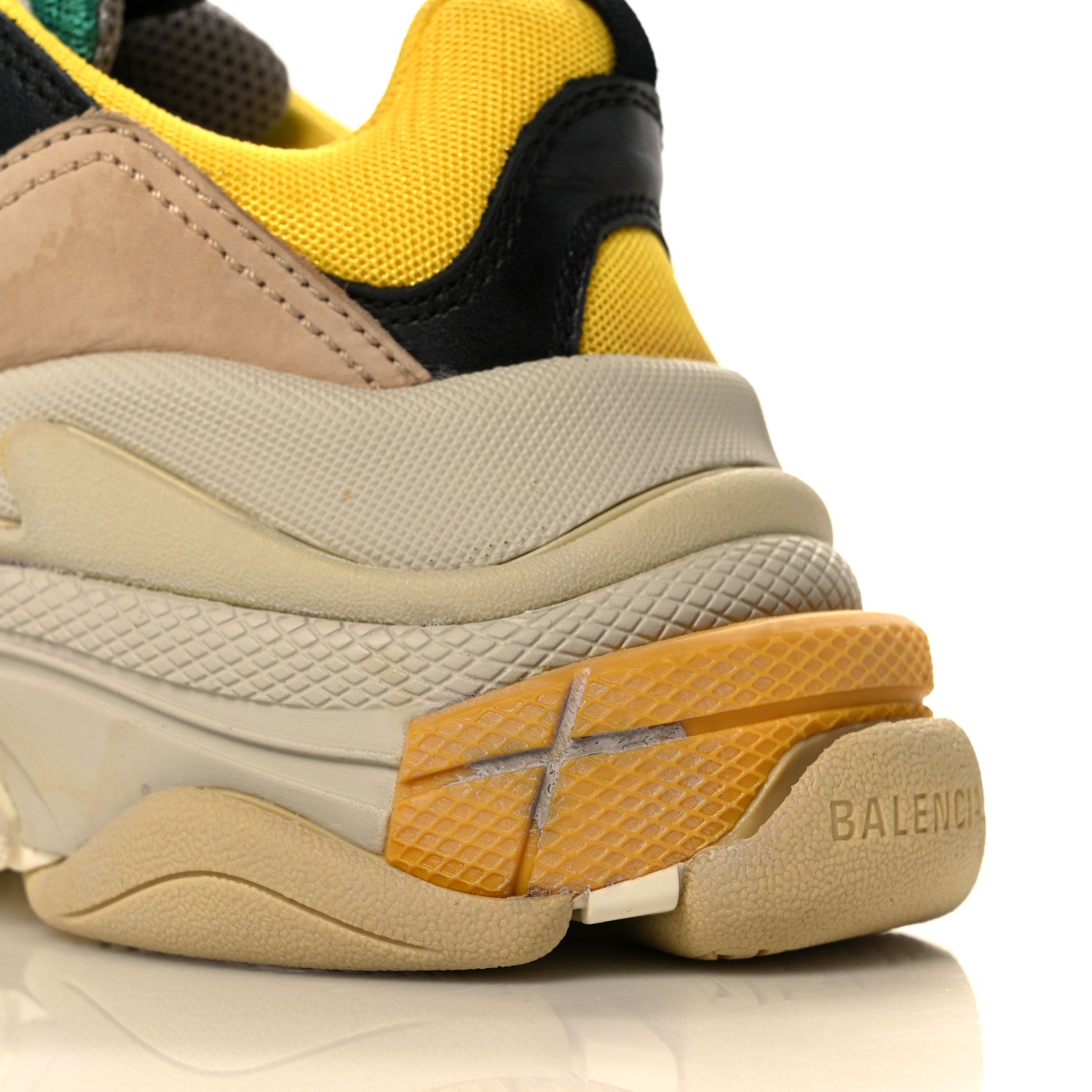 Balenciaga Fabric Mesh Womens Triple S Sneakers 37 Jaune Beige Vert Black Gris 8 of 10