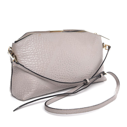 Burberry Signature Grain Calfskin Check Embossed Small Chichester Crossbody Clutch Bag Pale Grey 3 of 10