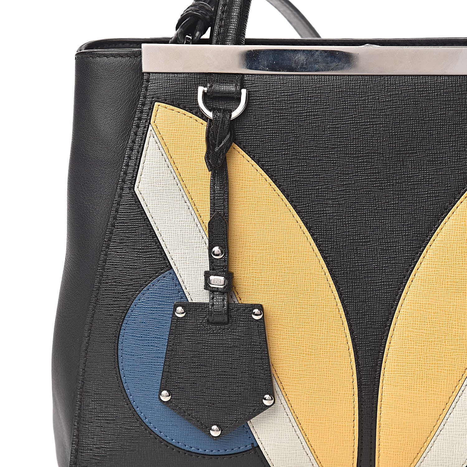 Fendi Saffiano Monster Colorblock Petite 2Jours Tote Black 10 of 10