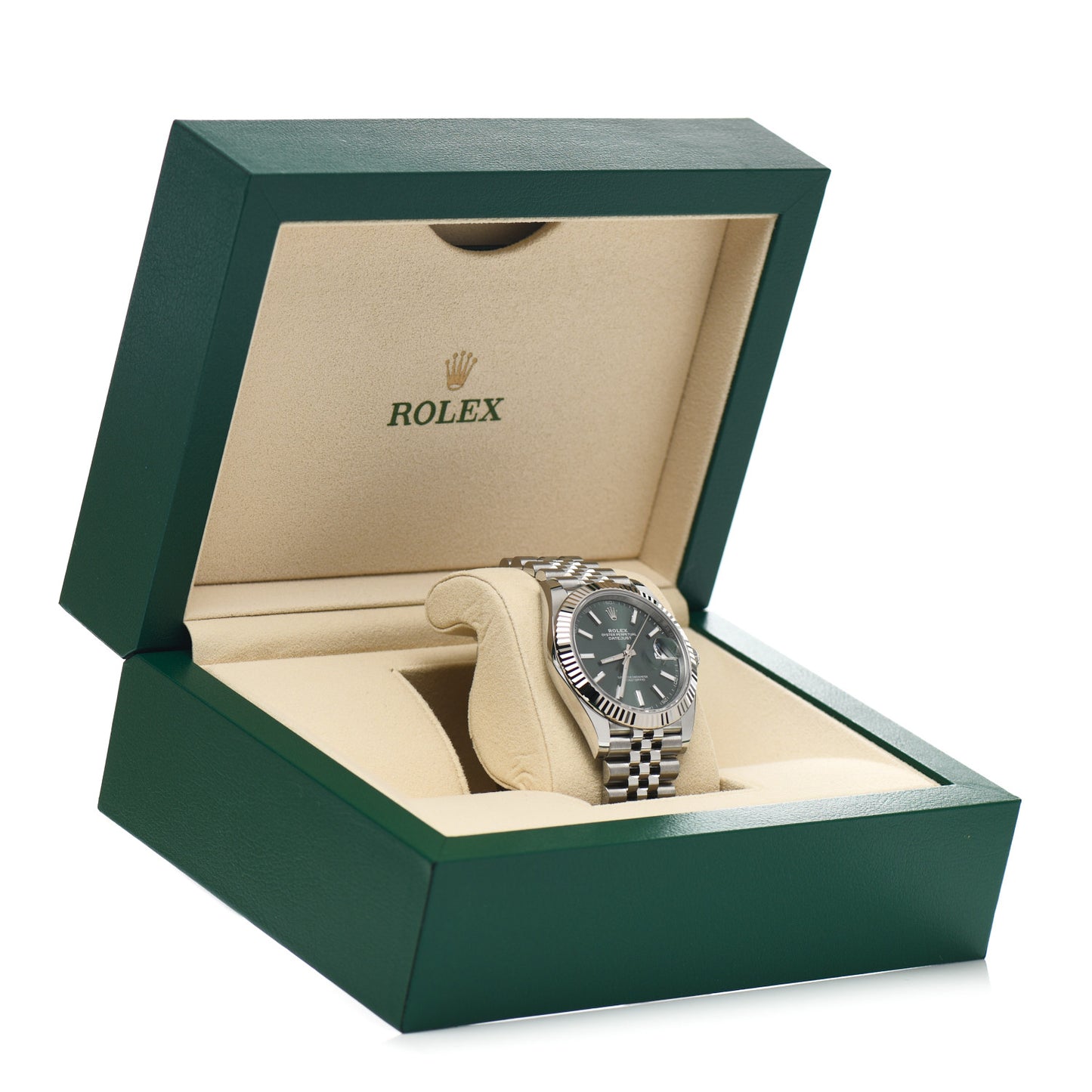 Stainless Steel 18K White Gold 41mm Oyster Perpetual Datejust Watch Mint Green 126334