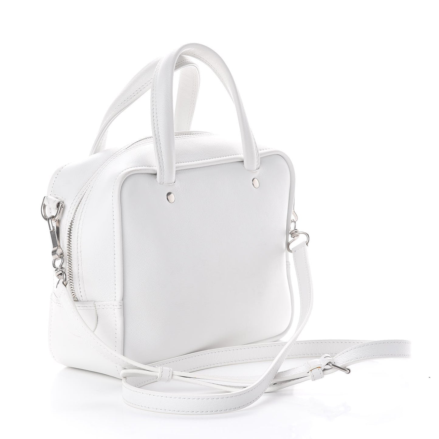 Shiny Day Calfskin XS Triangle Square Bag White