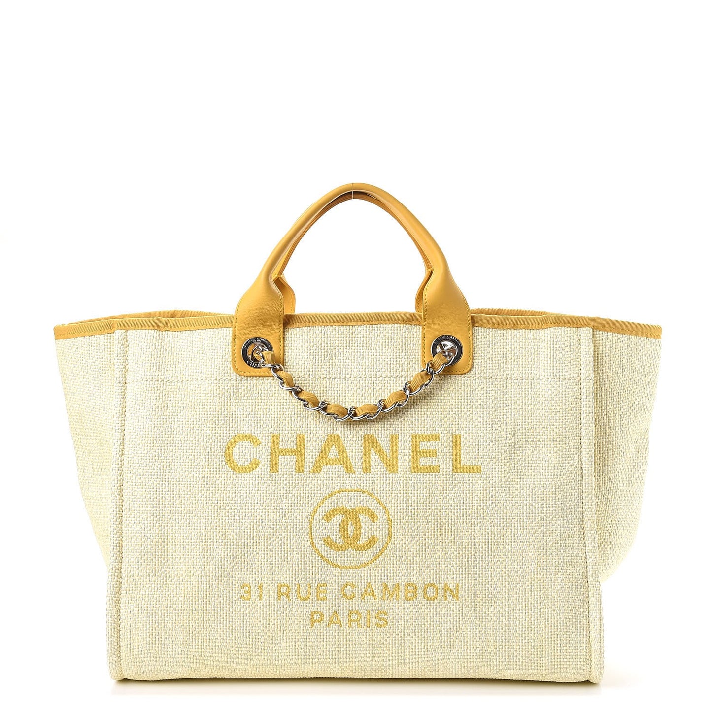 Woven Straw Raffia Large Deauville Tote Yellow