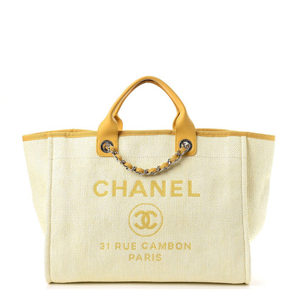 Chanel Woven Straw Raffia Large Deauville Tote Yellow 1 of 9