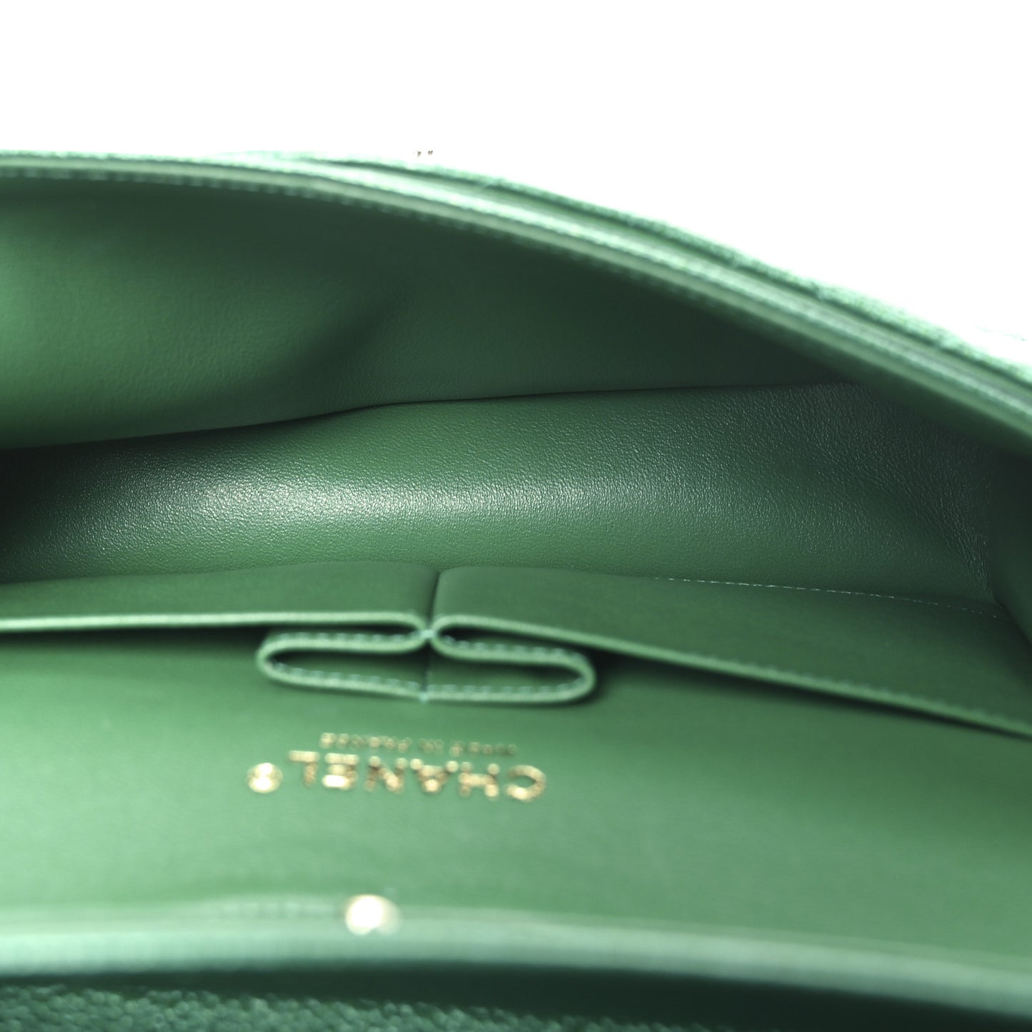 Metallic Caviar Quilted Medium Double Flap Green