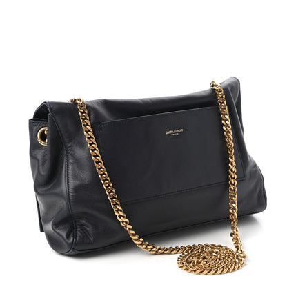 Saint Laurent Smooth Calfskin Suede Medium Reversible Monogram Kate Satchel Navy 3 of 17