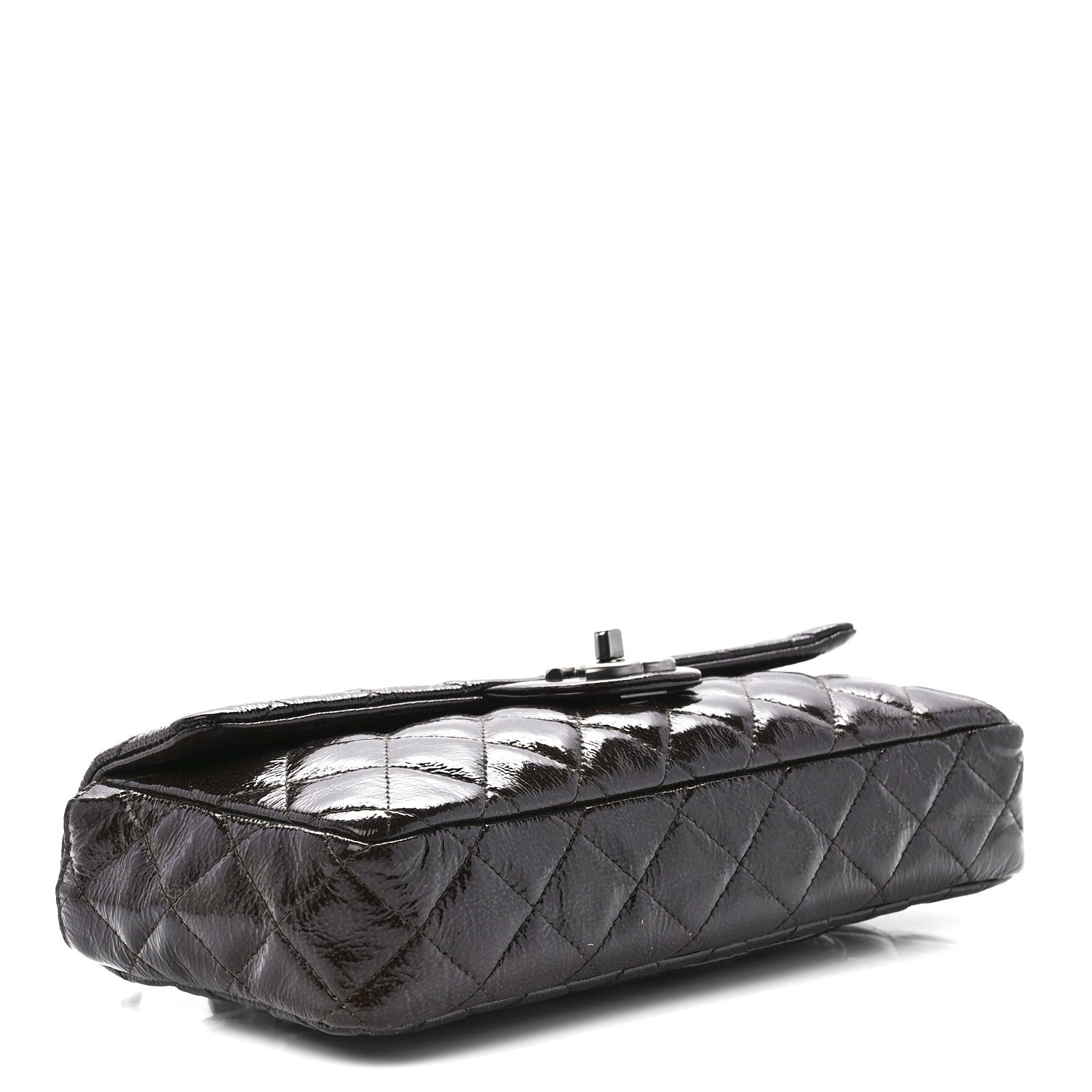 Chanel Crinkled Patent Quilted East West Flap Brown 4 of 12