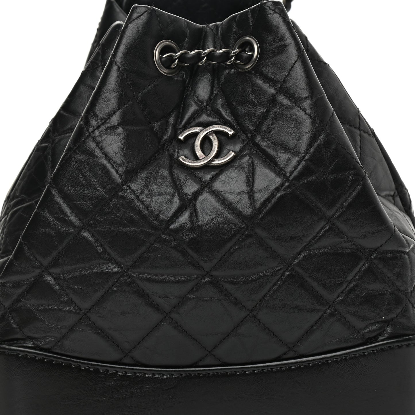 Aged Calfskin Quilted Small Gabrielle Backpack Black