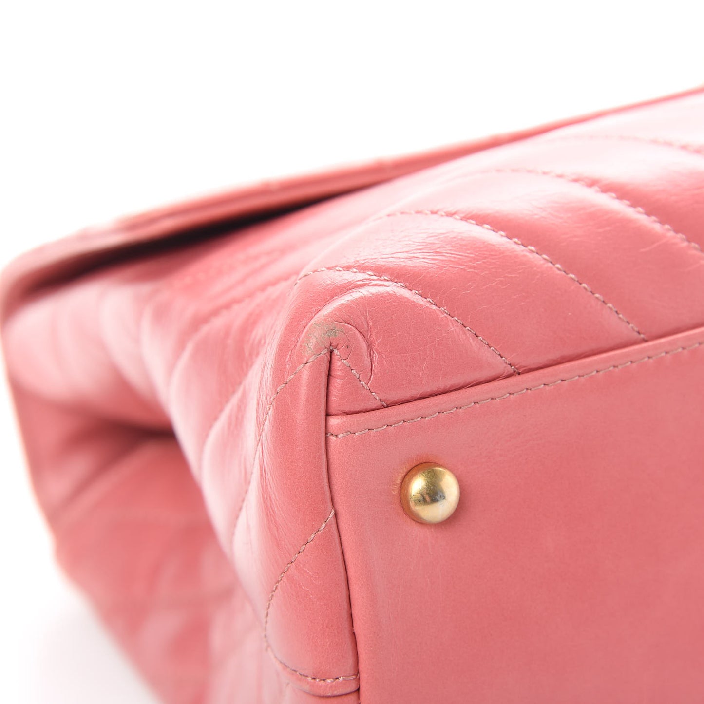 Calfskin Lizard Chevron Quilted Medium Coco Handle Flap Pink
