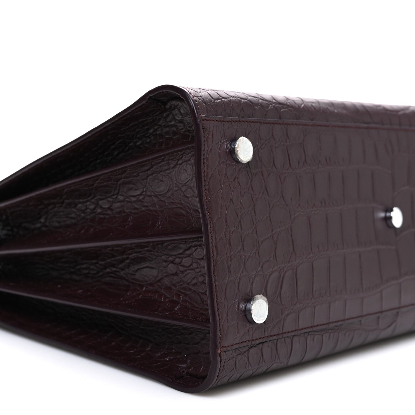 Calfskin Crocodile Embossed Small Sac de Jour Amaranto