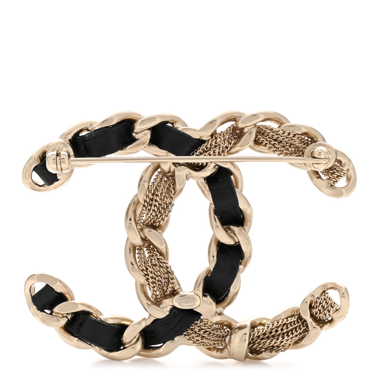 Metal Chain French New Wave CC Brooch Black Gold