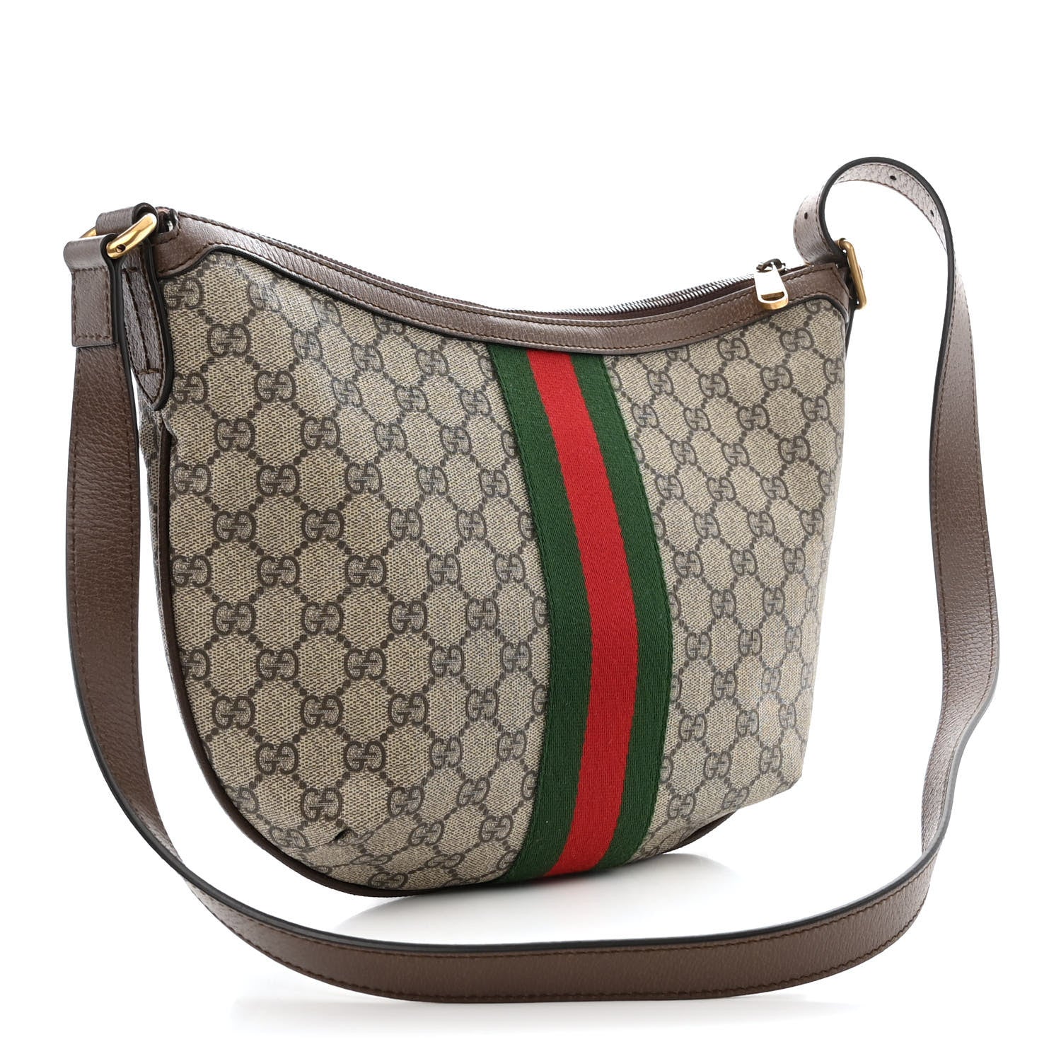 Gucci GG Supreme Monogram Web Small Ophidia Half Moon Hobo Brown 3 of 11