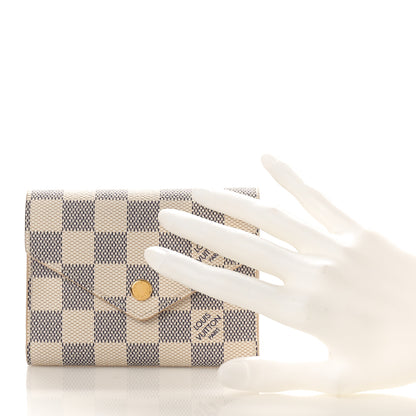 Louis Vuitton Damier Azur Victorine Wallet Rose Ballerine 2 of 9