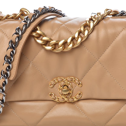 Chanel Lambskin Quilted Medium 19 Flap Dark Beige 8 of 11