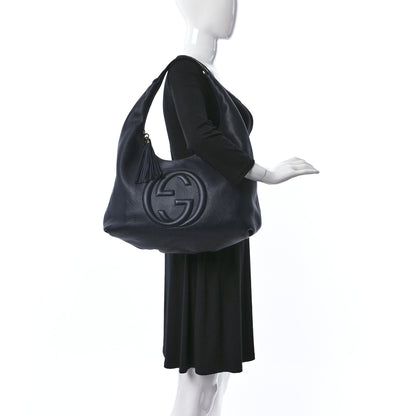 Gucci Pebbled Calfskin Large Soho Hobo Dark Blue 2 of 9
