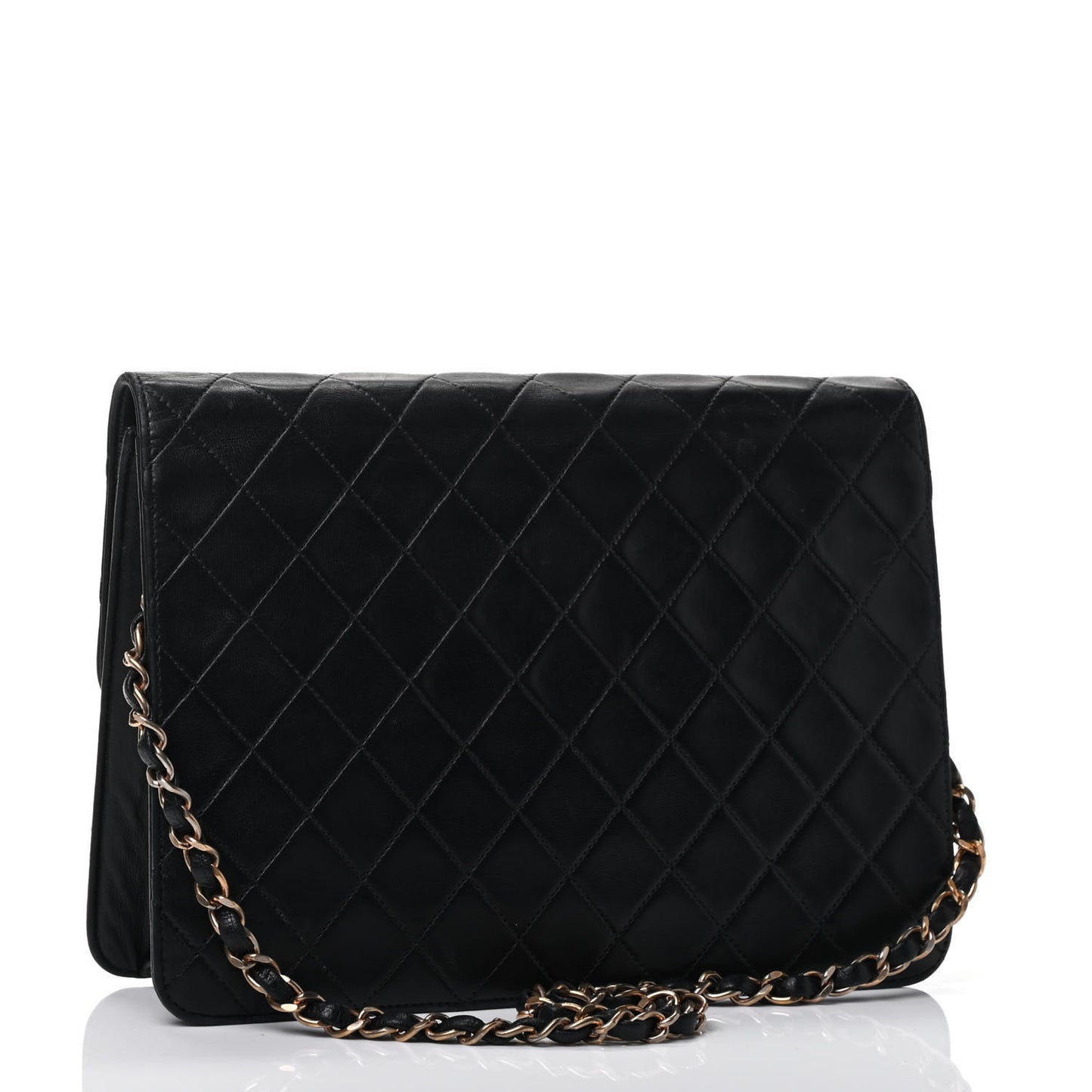 Lambskin Quilted Medium Single Flap Black