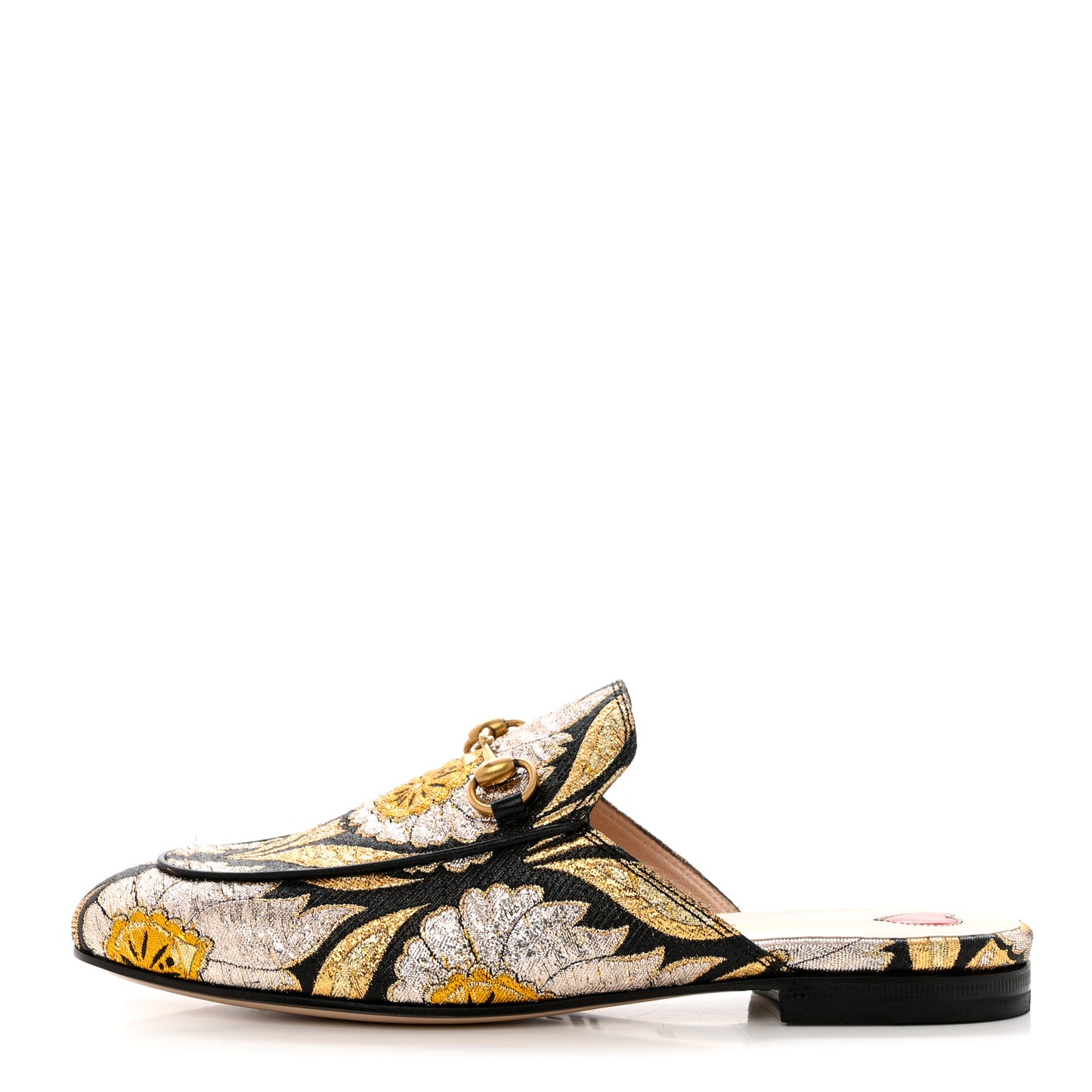 Jacquard Floral Womens Princetown Slippers 36.5 Oro Black