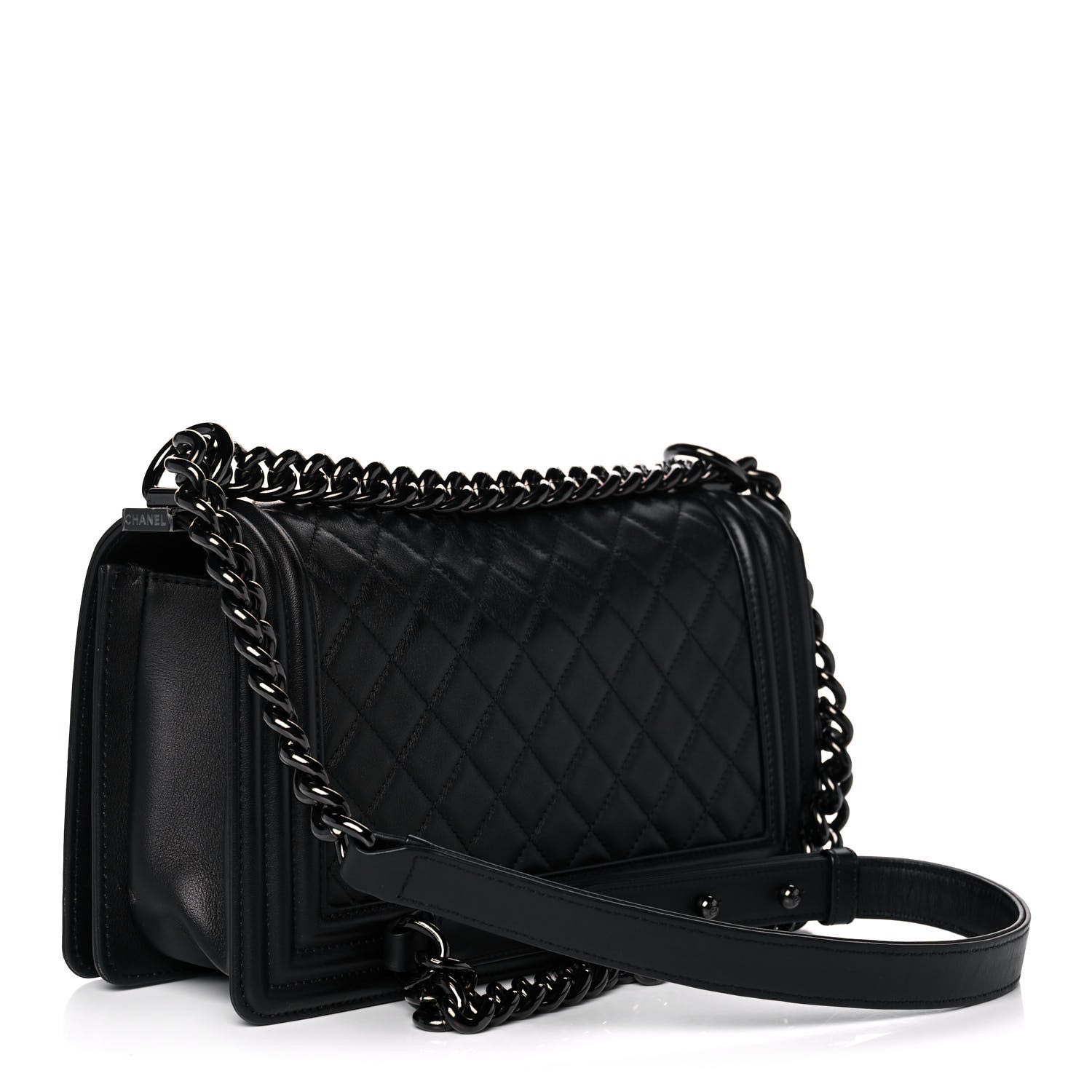 Chanel Calfskin Quilted Medium Boy Flap So Black 3 of 13