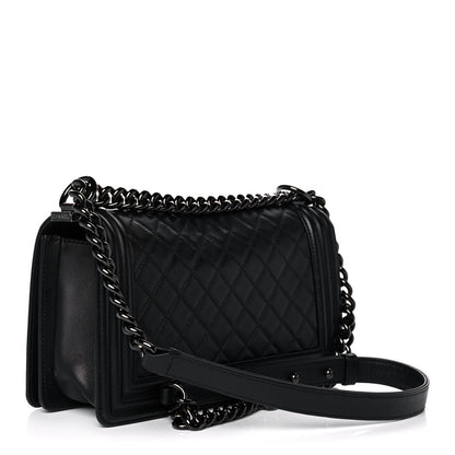 Chanel Calfskin Quilted Medium Boy Flap So Black 3 of 13