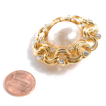 Chanel Pearl Crystal Clip On Earrings Gold 2 of 5