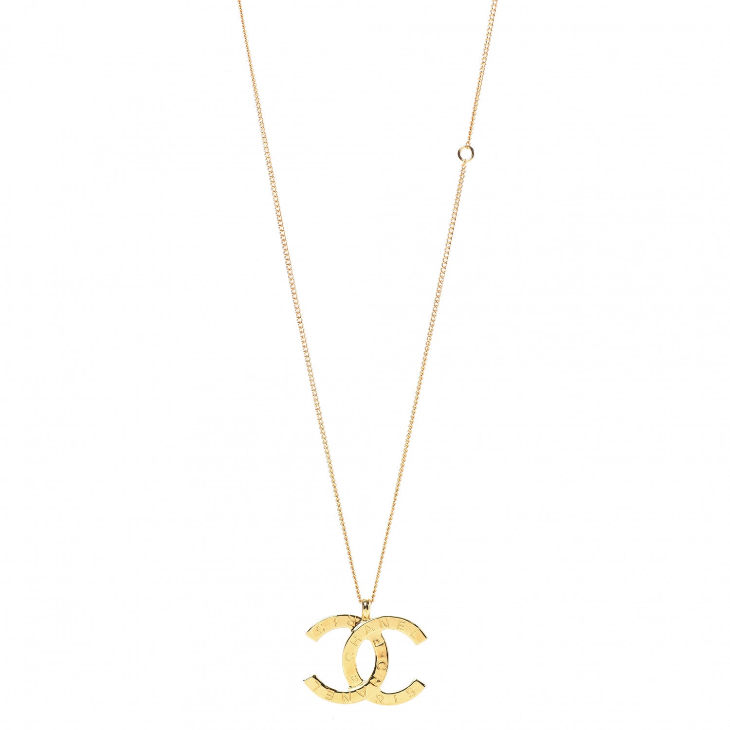Chanel Metal CC Paris Button Necklace Gold 1 of 5