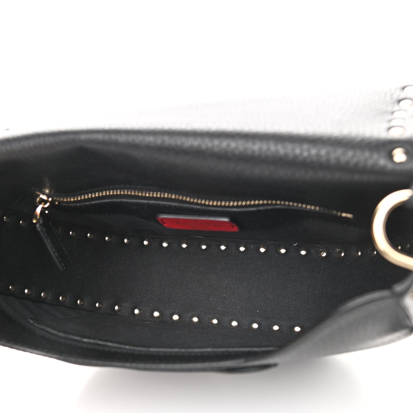Vitello Large Rockstud Halfmoon Saddle Bag Black