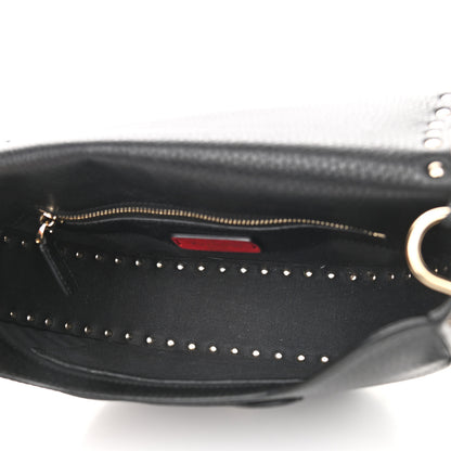 Valentino Garavani Vitello Large Rockstud Halfmoon Saddle Bag Black 4 of 9