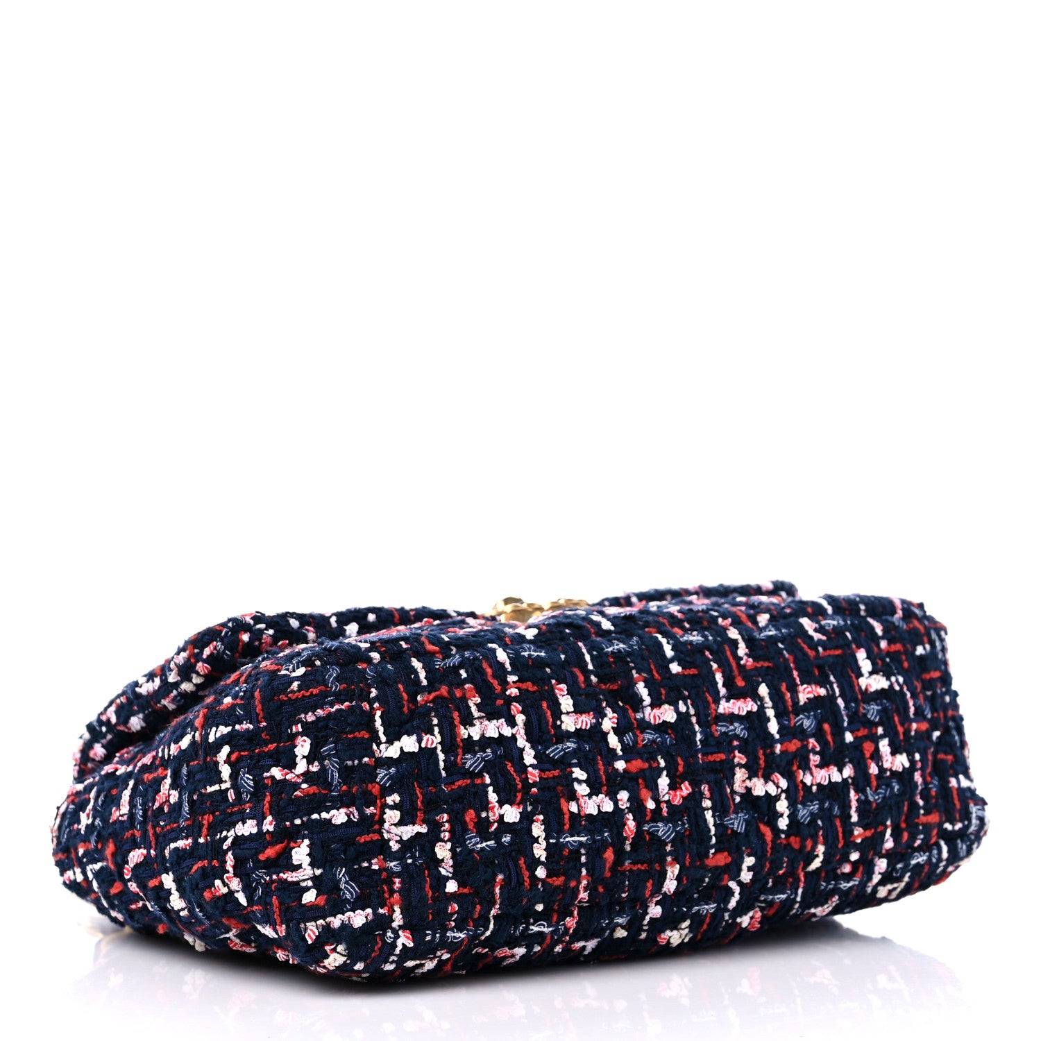 Chanel Tweed Quilted Medium Chanel 19 Flap Navy Blue White Red 4 of 9