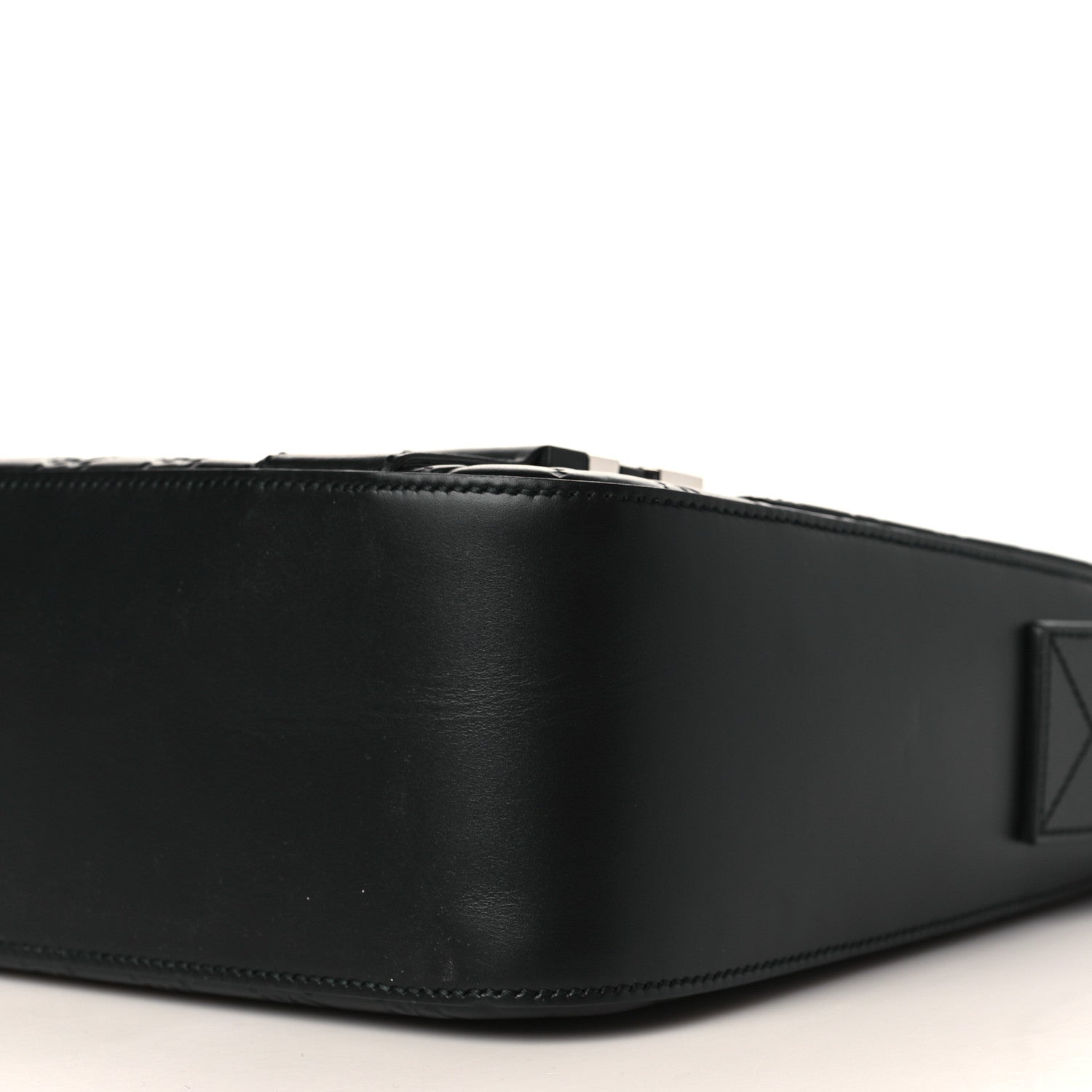 Gucci Guccissima Signature Medium Double Buckle Flap Messenger Bag Black 9 of 9