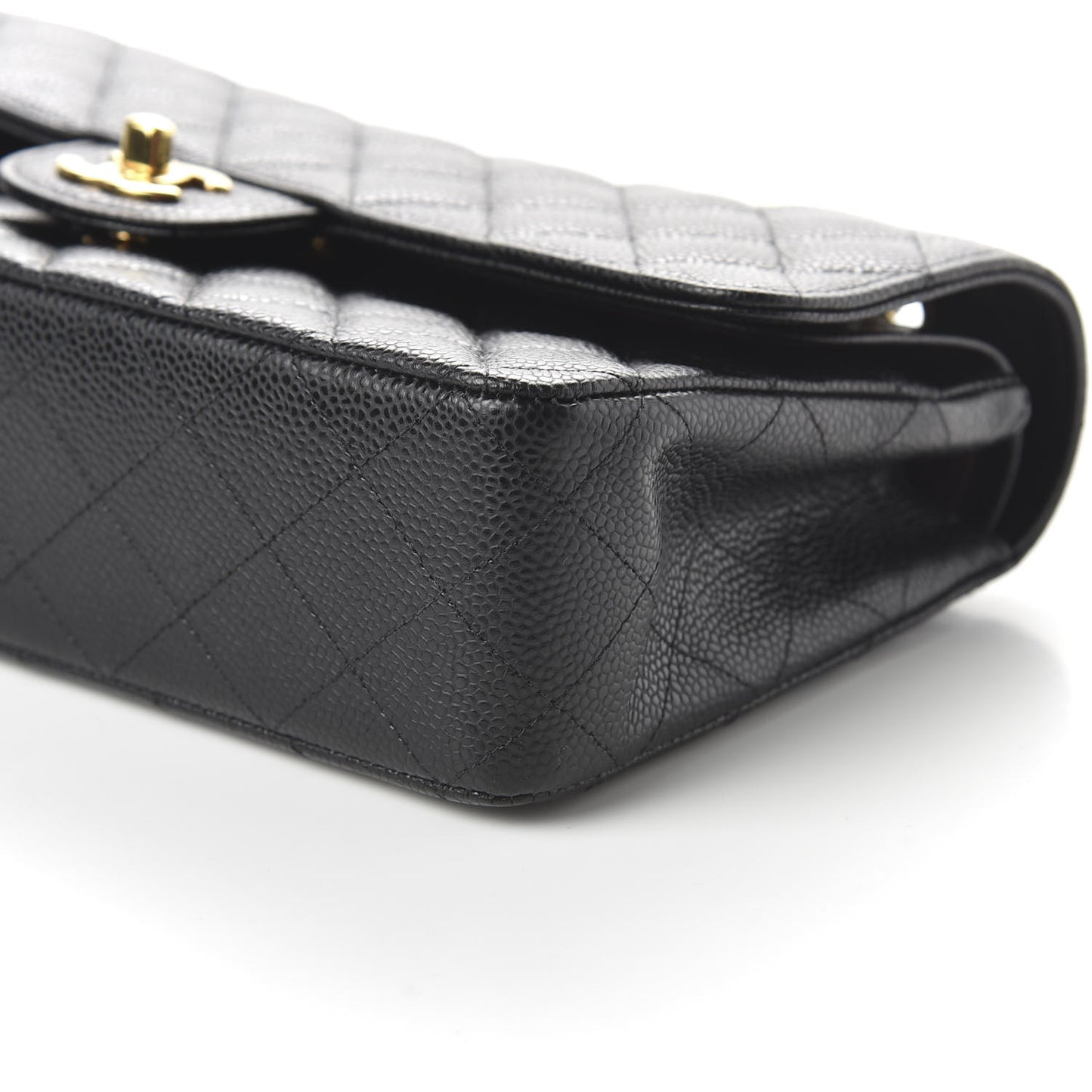 Caviar Quilted Medium Double Flap Black