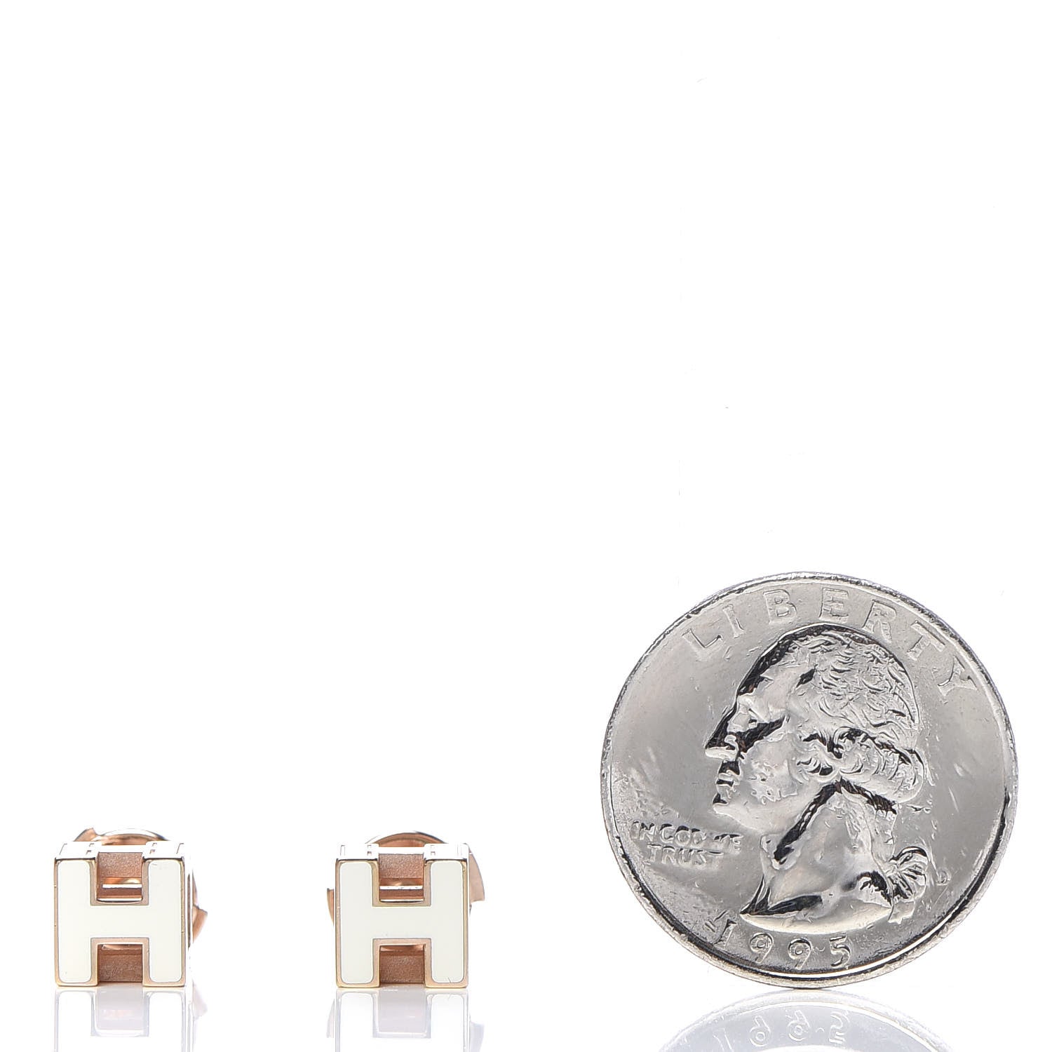 Hermes Rose Gold Plated Cage d'H Earrings White 2 of 5