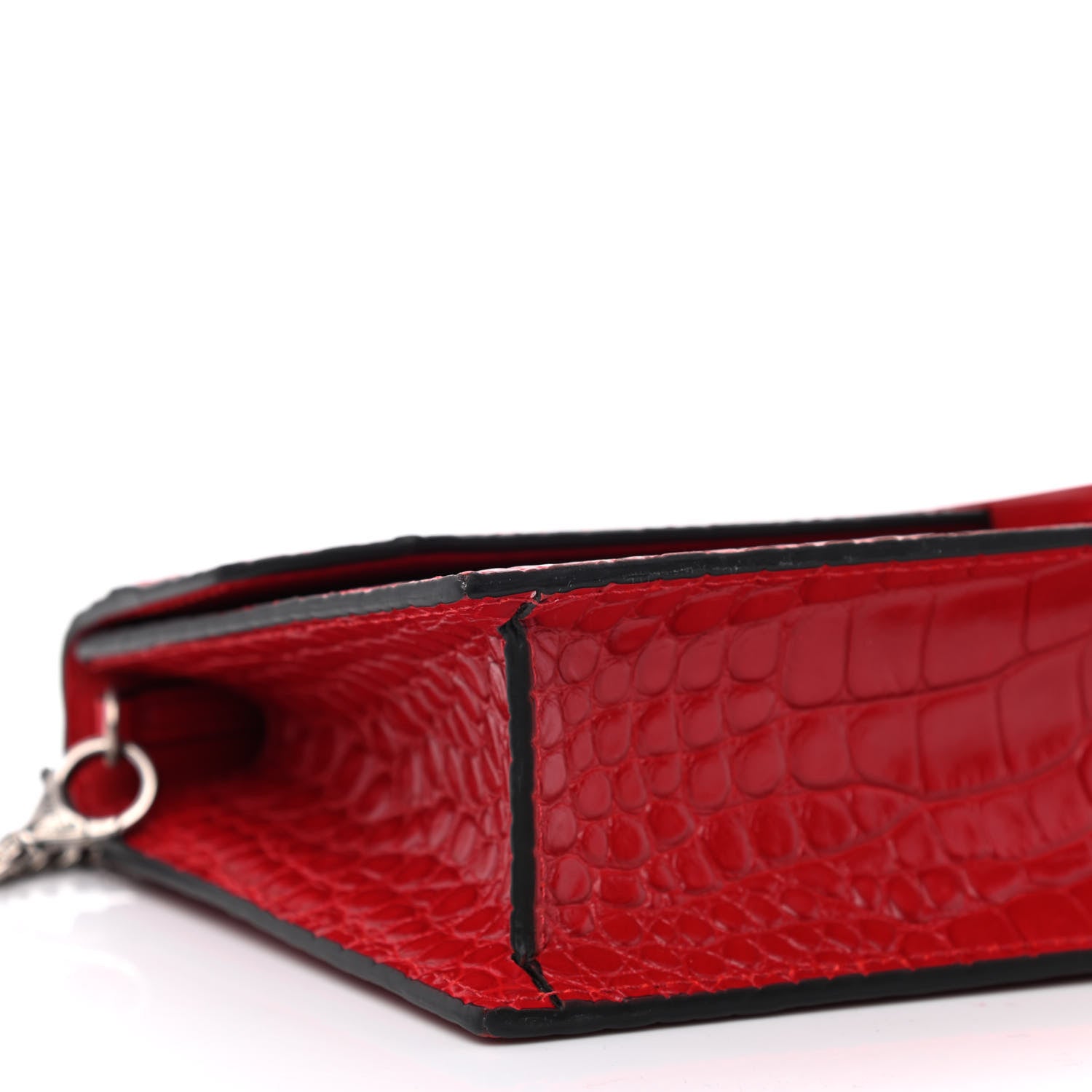 Christian Louboutin Calfskin Alligator Embossed Elisa Baguette Red 8 of 9