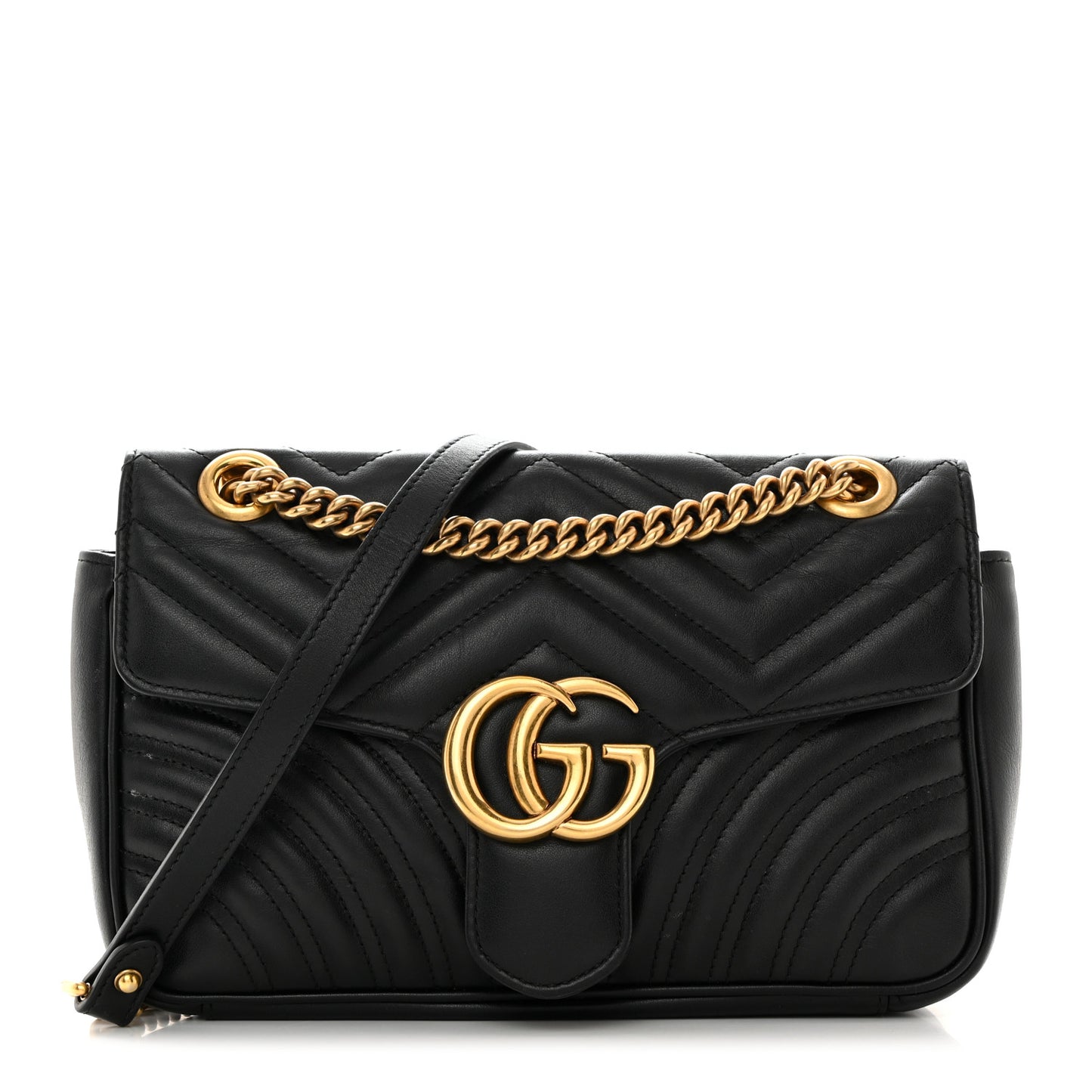 Calfskin Matelasse Small GG Marmont Shoulder Bag Black