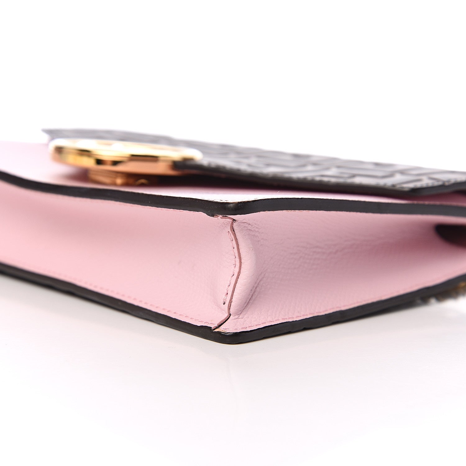 Fendi Vitello Cruise F is Fendi FF 1974 Embossed Medium Envelope Wallet On Chain Maya Black Peonia 8 of 9