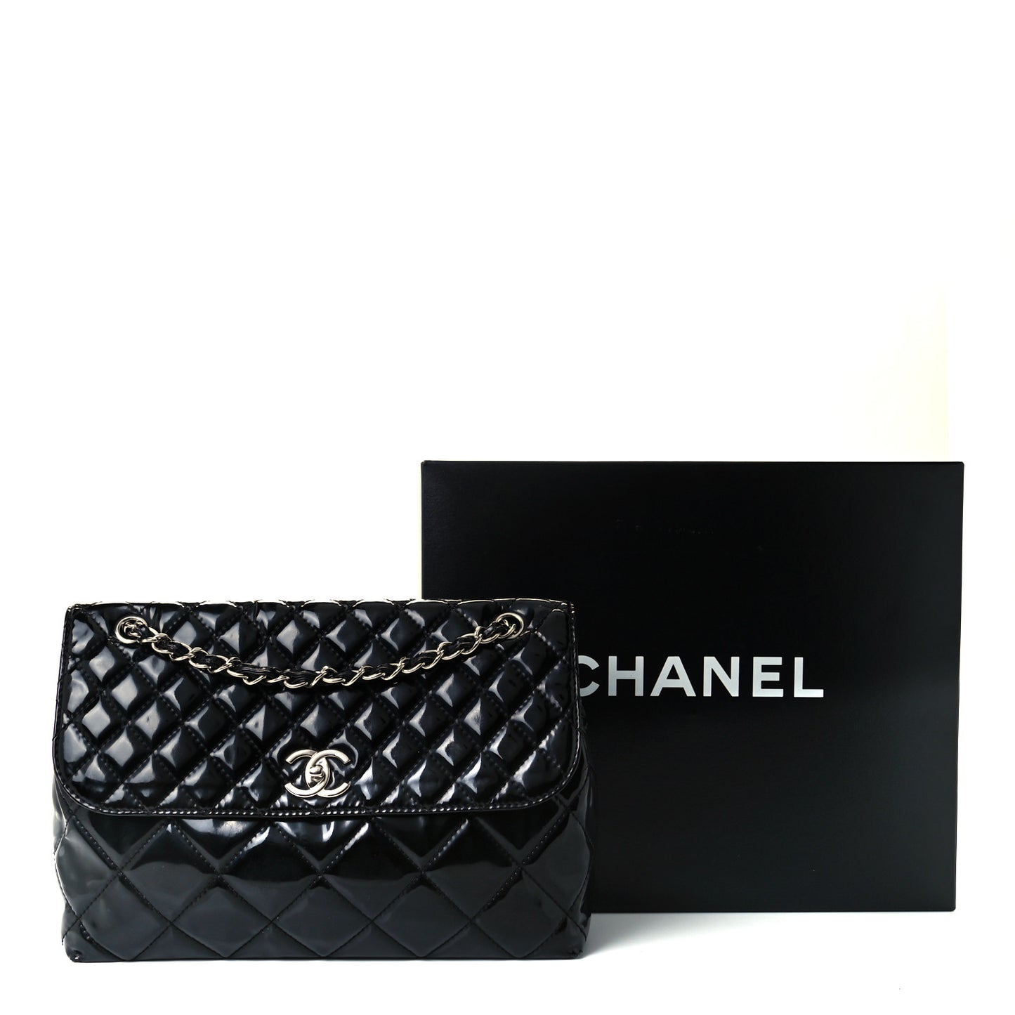 Vinyl Quilted In the Business Flap Bag Black
