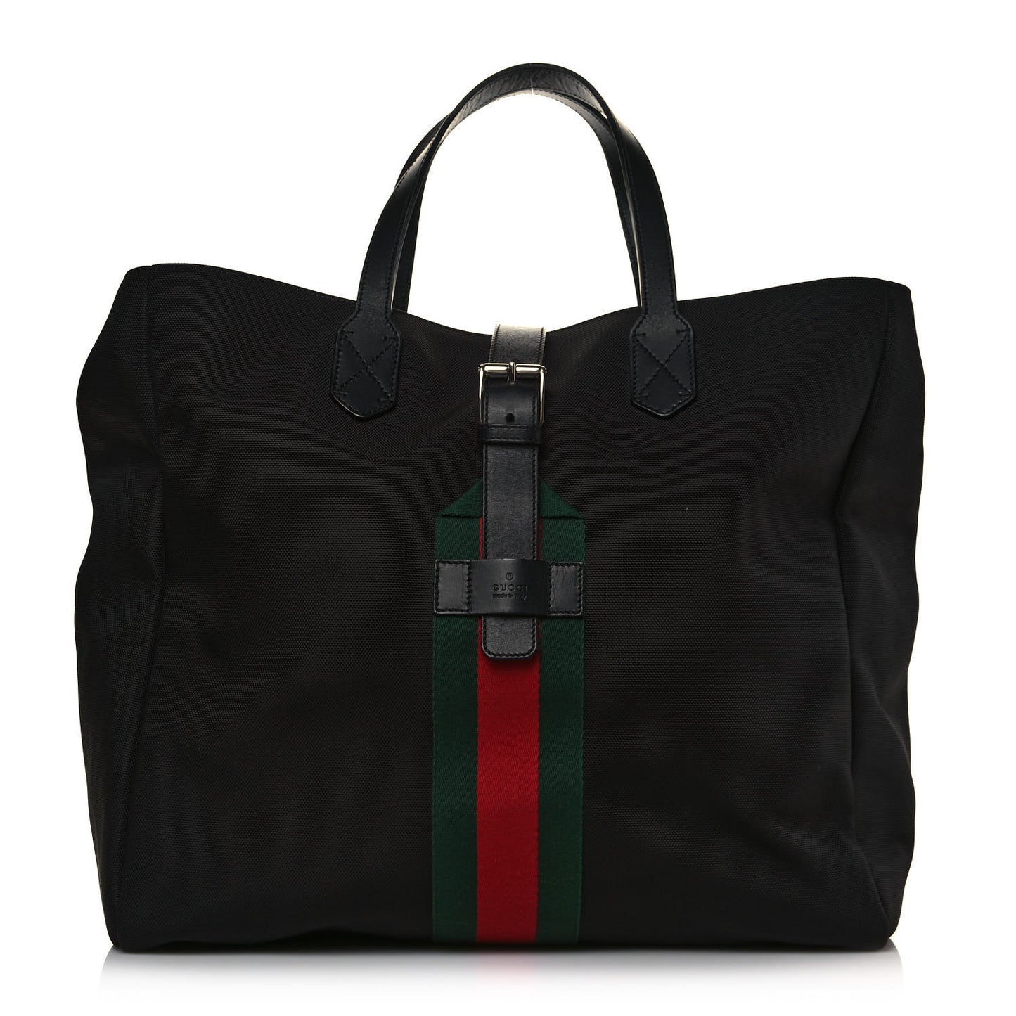 Techno Canvas Web Single Buckle Tote Black