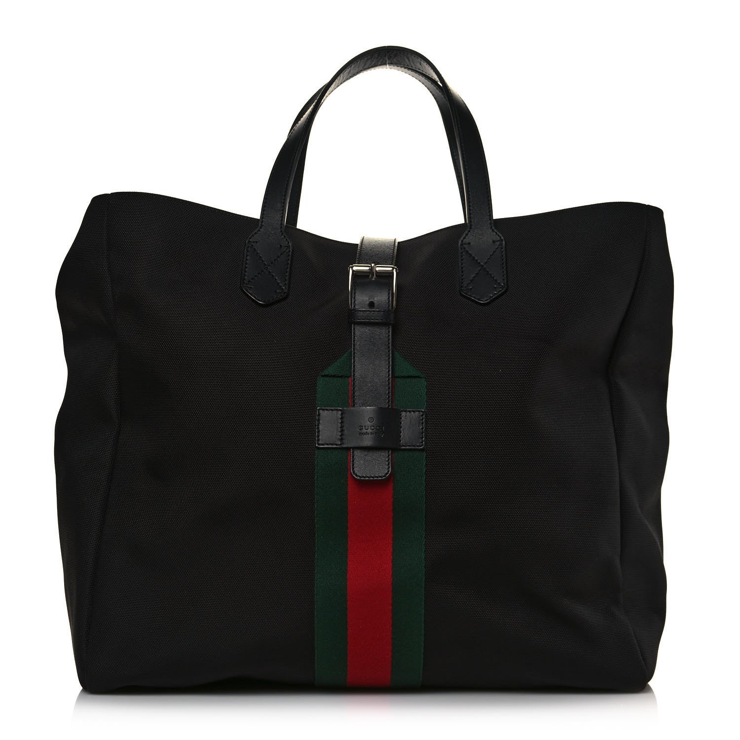 Gucci Techno Canvas Web Single Buckle Tote Black 1 of 12