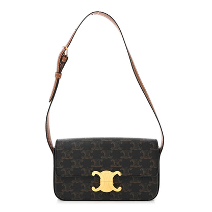 Celine Canvas Calfskin Triomphe Shoulder Bag Tan 1 of 10