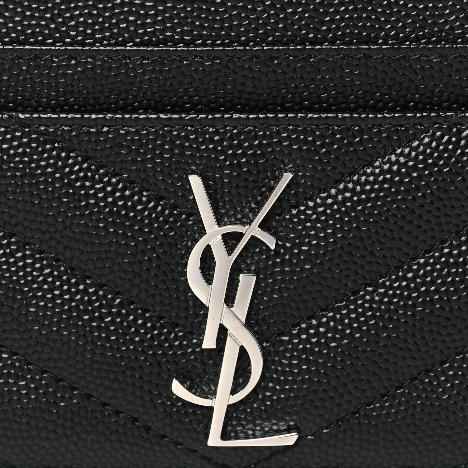 Saint Laurent Grain De Poudre Matelasse Chevron Credit Card Case Black 6 of 6