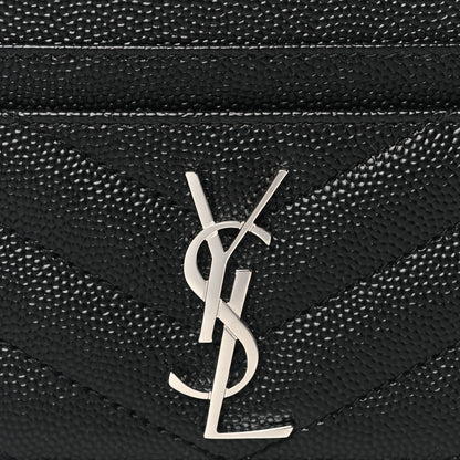Saint Laurent Grain De Poudre Matelasse Chevron Credit Card Case Black 6 of 6
